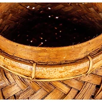 Hello Honey® 19" Natural Artisanal Bamboo & Rattan Lidded Container