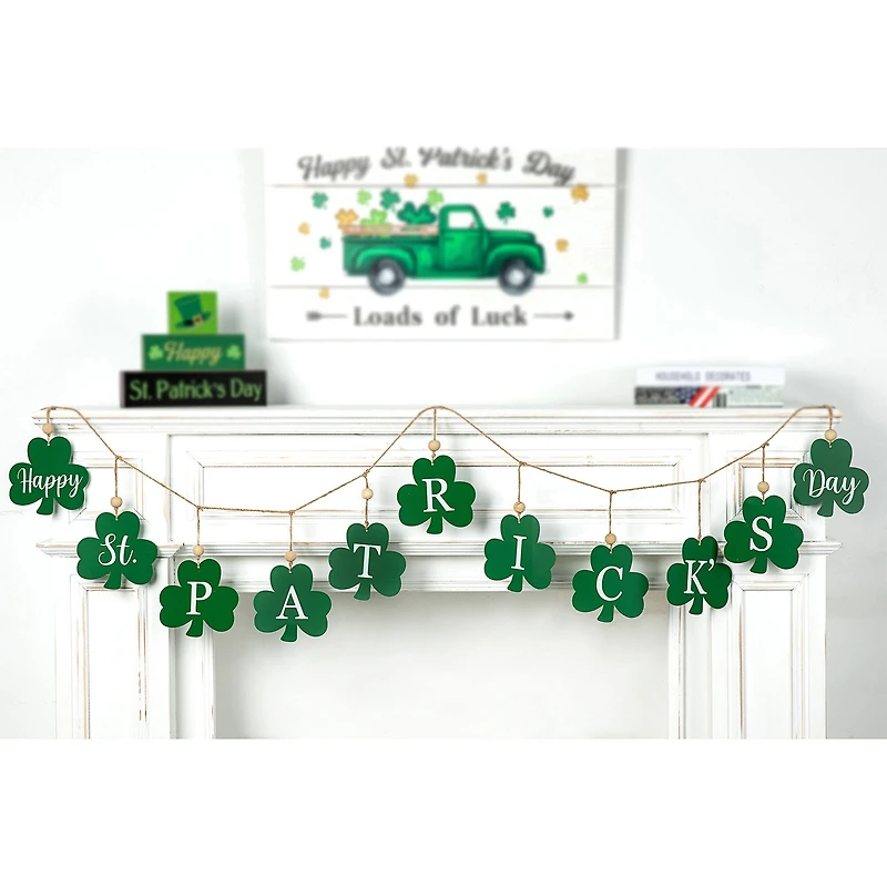 Glitzhome® St. Patrick's Metal Shamrocks Garland