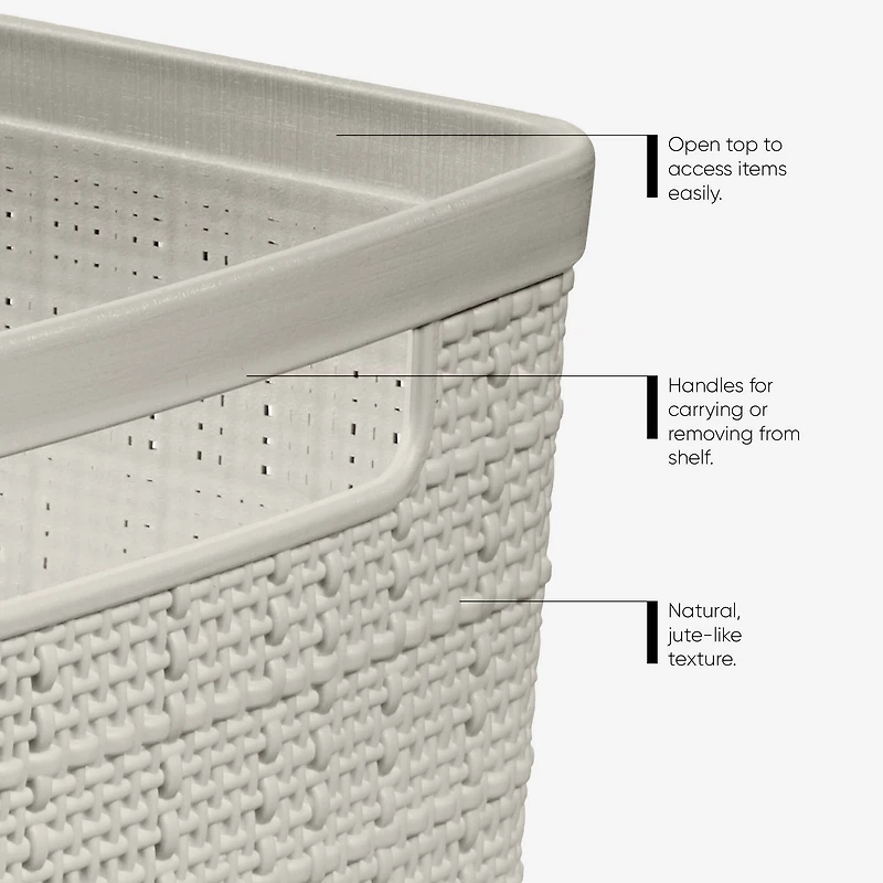 Curver® Jute Cream Plastic Storage Basket Organizer