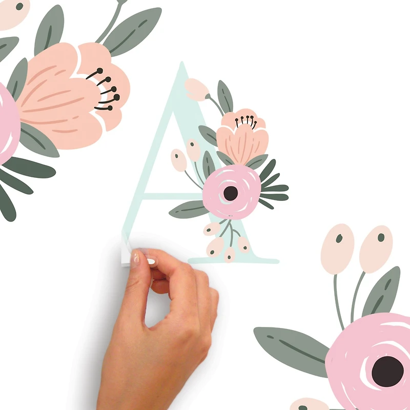 RoomMates Floral Monogram Peel & Stick Giant Wall Decal Set