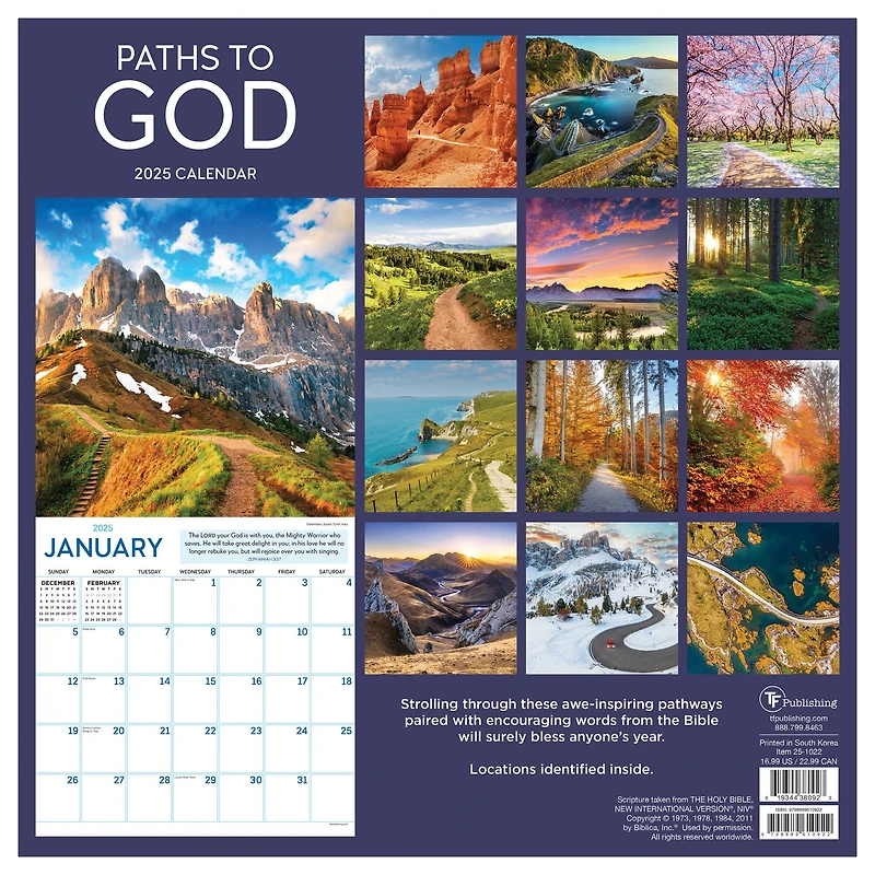 TF Publishing 2025 Paths to God Wall Calendar