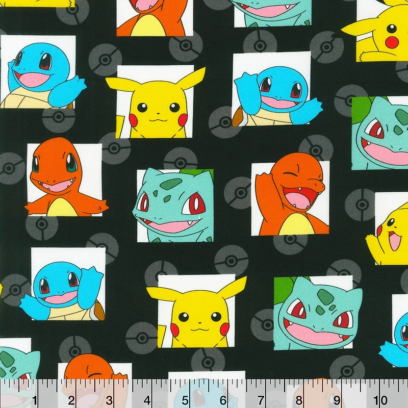 Pokémon™ & Friends Squares Cotton Fabric