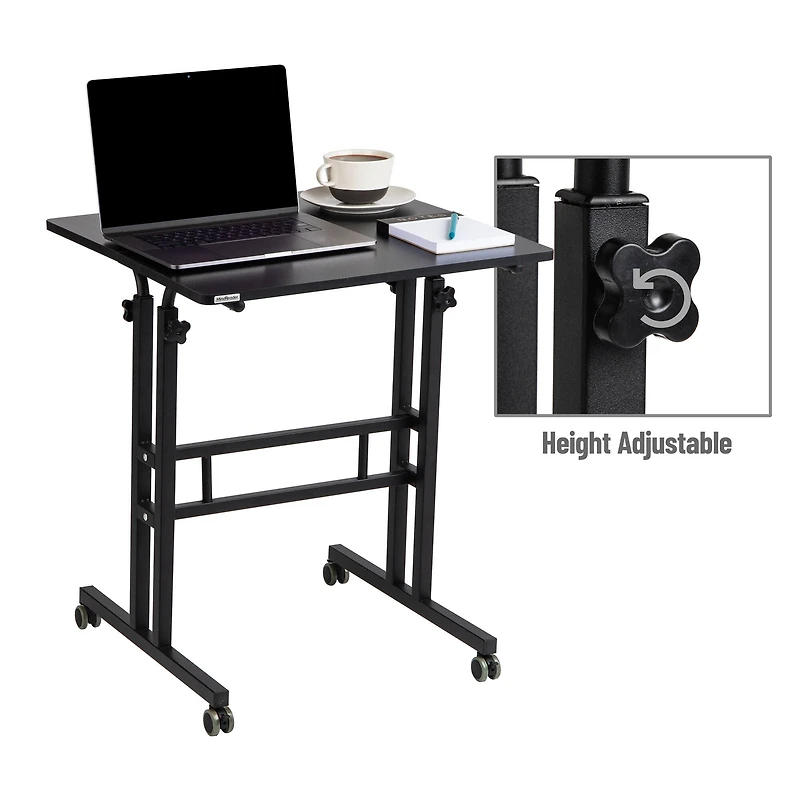 Mind Reader Black Mobile Sitting or Standing Desk