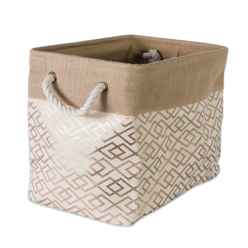Large Bronze Burlap Diamond Rectangle Bin