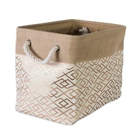 Large Bronze Burlap Diamond Rectangle Bin