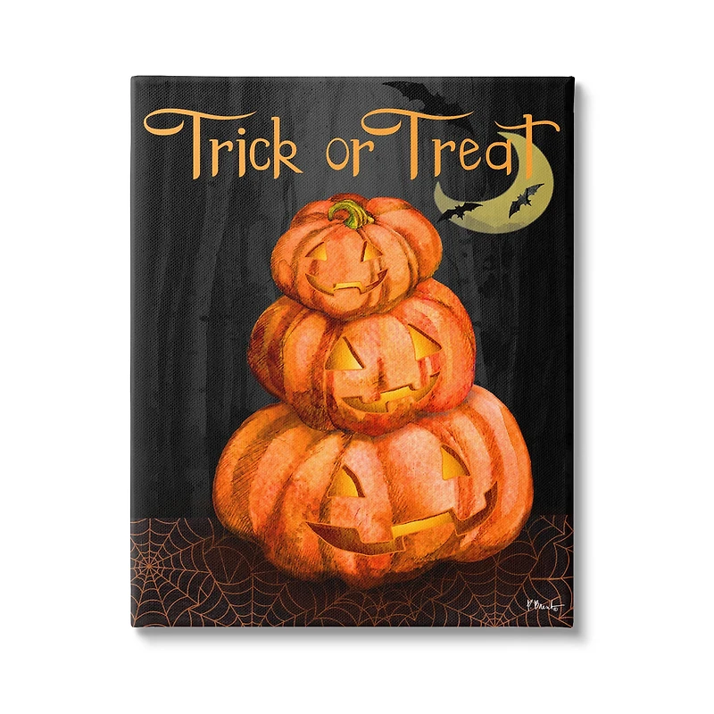 Stupell Industries Trick Or Treat Halloween Jack-o-Lantern Canvas Wall Art