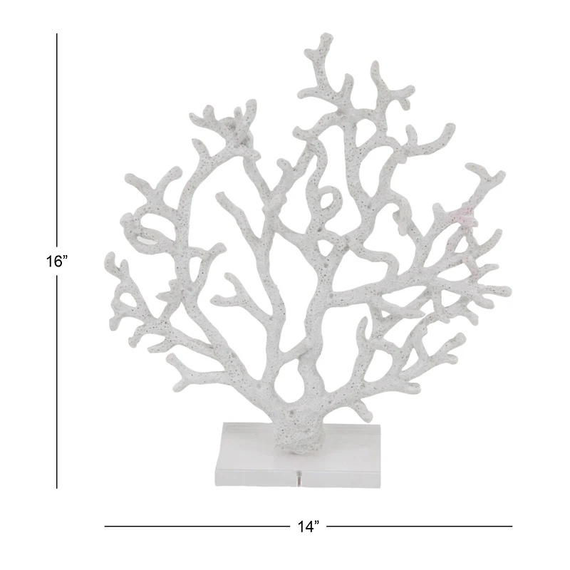16" White Coastal Coral Sculpture