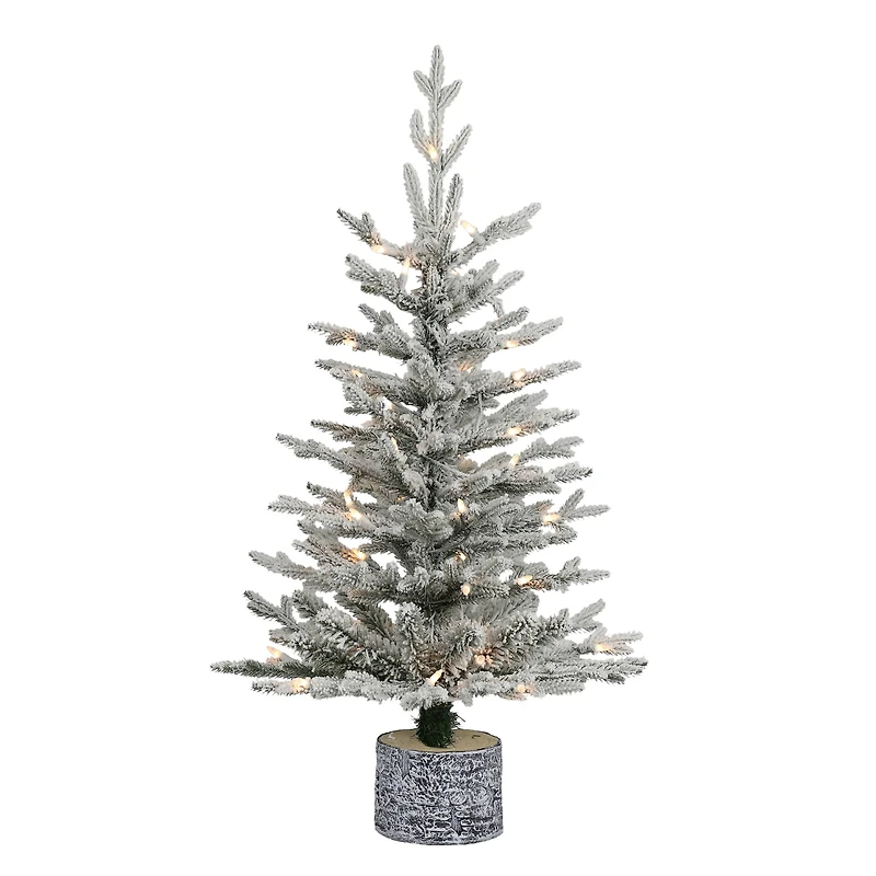 3ft. Pre-Lit Flocked Arctic Fir Tree, Warm White LED Lights 