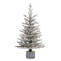 3ft. Pre-Lit Flocked Arctic Fir Tree, Warm White LED Lights 
