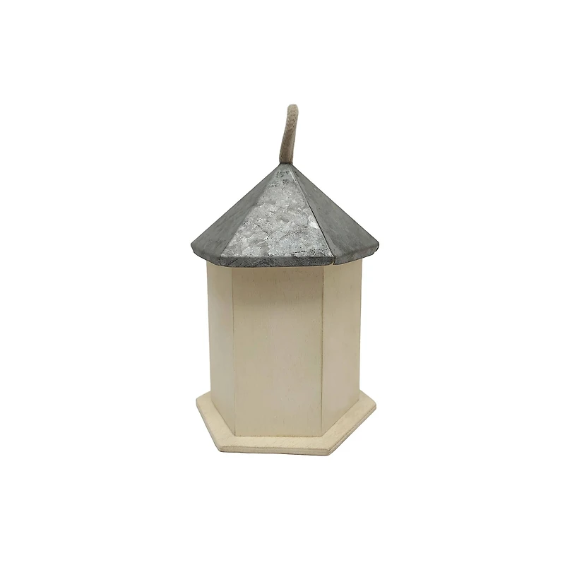 7" Unfinished Hexagon Plywood Birdhouse by Make Market®