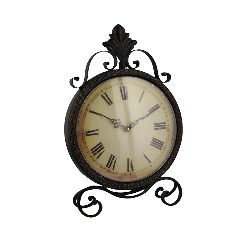 17" Brown Metal Rustic Clock