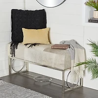 Silver Stainless Steel Contemporary Bench, 17' x 48" x 18"