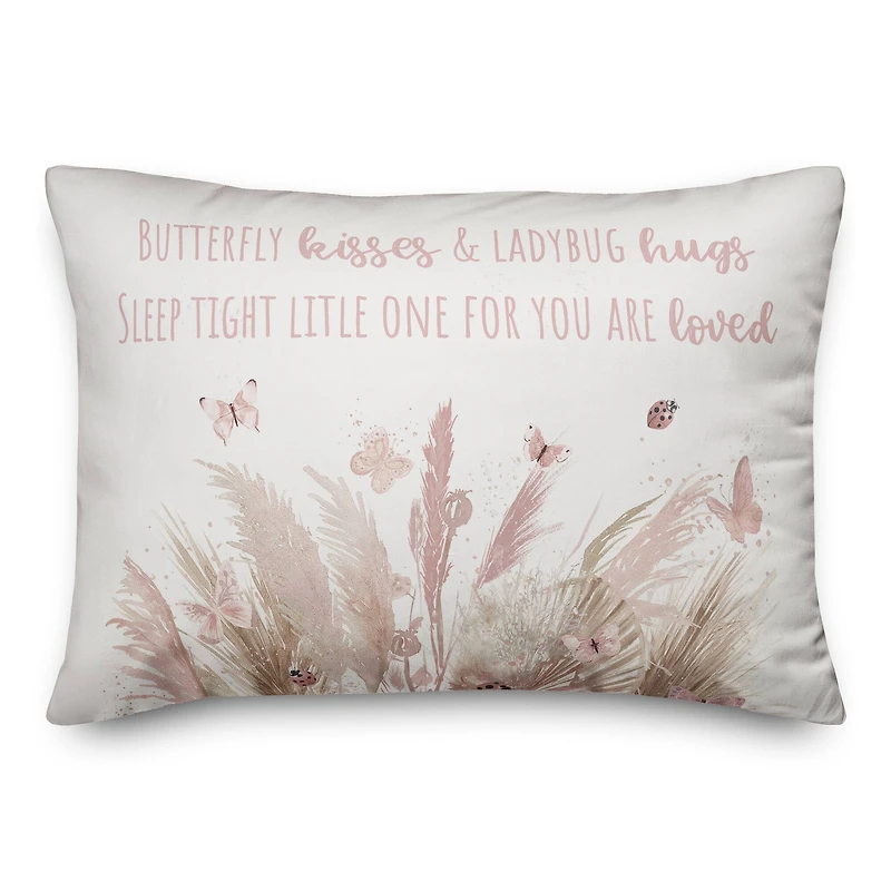 Butterfly Kisses And Ladybug Hugs 20" x 14" Throw Pillow