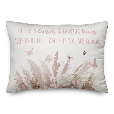 Butterfly Kisses And Ladybug Hugs 20" x 14" Throw Pillow
