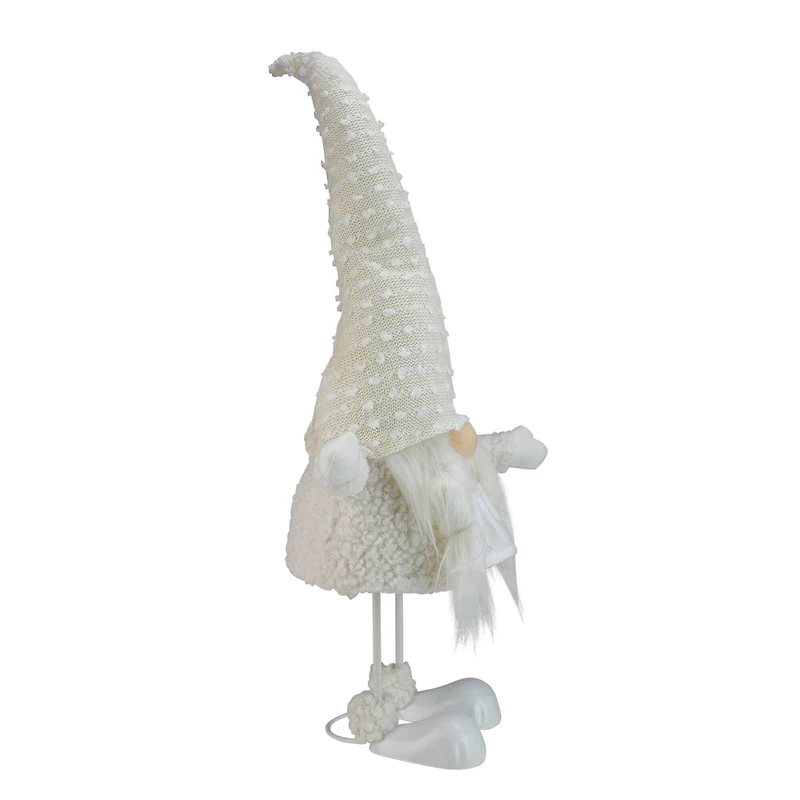 24.5" White & Beige Spring-Loaded Serena Christmas Gnome with Pigtails