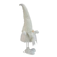 24.5" White & Beige Spring-Loaded Serena Christmas Gnome with Pigtails