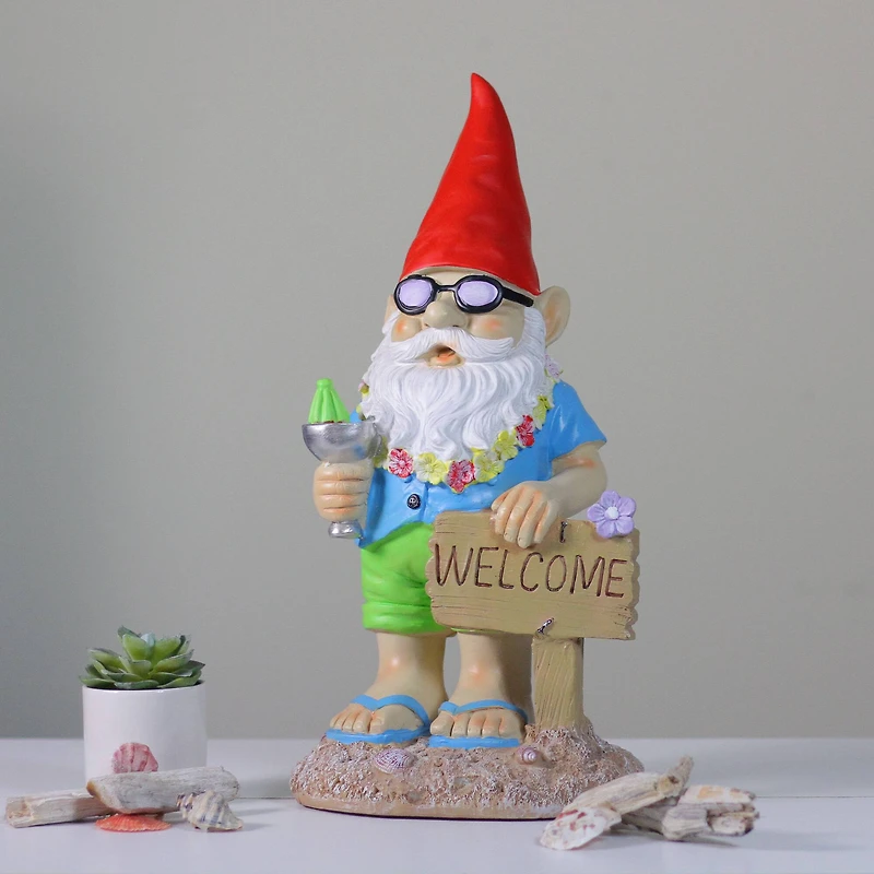 16" Summertime Welcome Gnome Outdoor Garden Statue