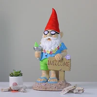16" Summertime Welcome Gnome Outdoor Garden Statue