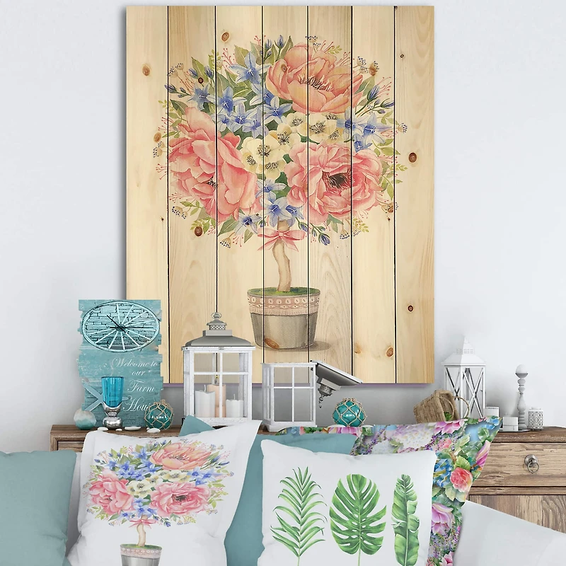 Designart - Flower Tree In A Pot With A Bow