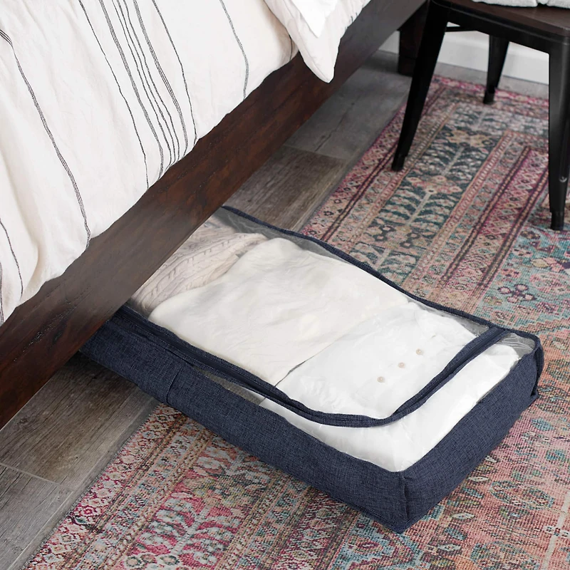 Household Essentials 41" Denim Blue Under the Bed Storage Chest