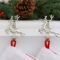 Original MantleClip® Silver Reindeer Icons Stocking Holders, 2ct.