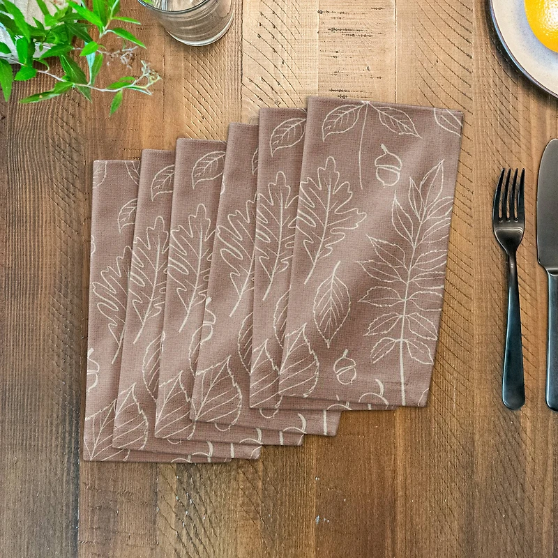 Dusty Rose Leaf Pattern Cotton Twill Napkin