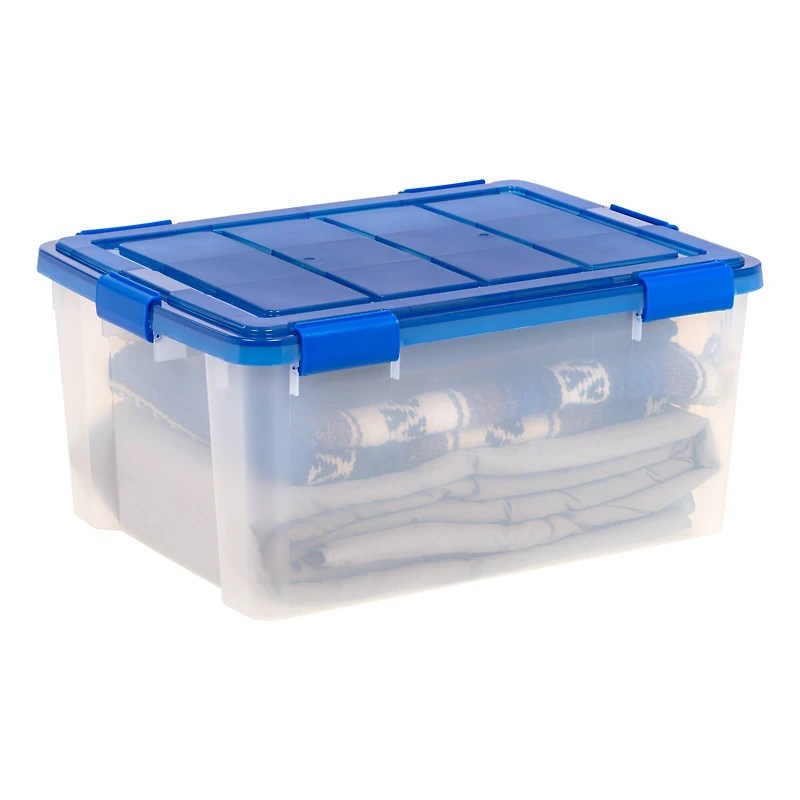IRIS® 60qt. Clear Ultimate Box with Blue Buckle Lid