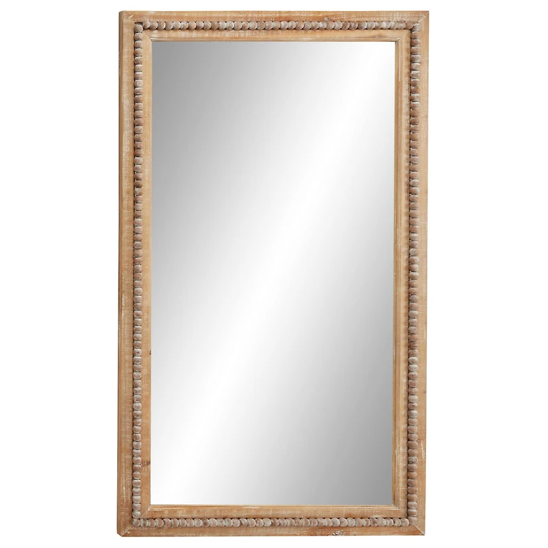48" Light Brown Boho Style Wood Wall Mirror