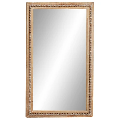 48" Light Brown Boho Style Wood Wall Mirror