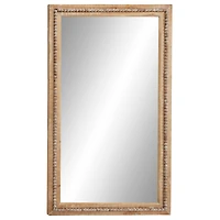48" Light Brown Boho Style Wood Wall Mirror