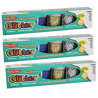 Charles Leonard Glitter Sets, 3 Packs of 6