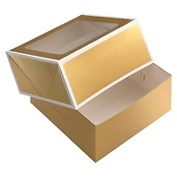 6 Packs: 3 ct. (18 total) Gold Treat Boxes with White Trim by Celebrate It®