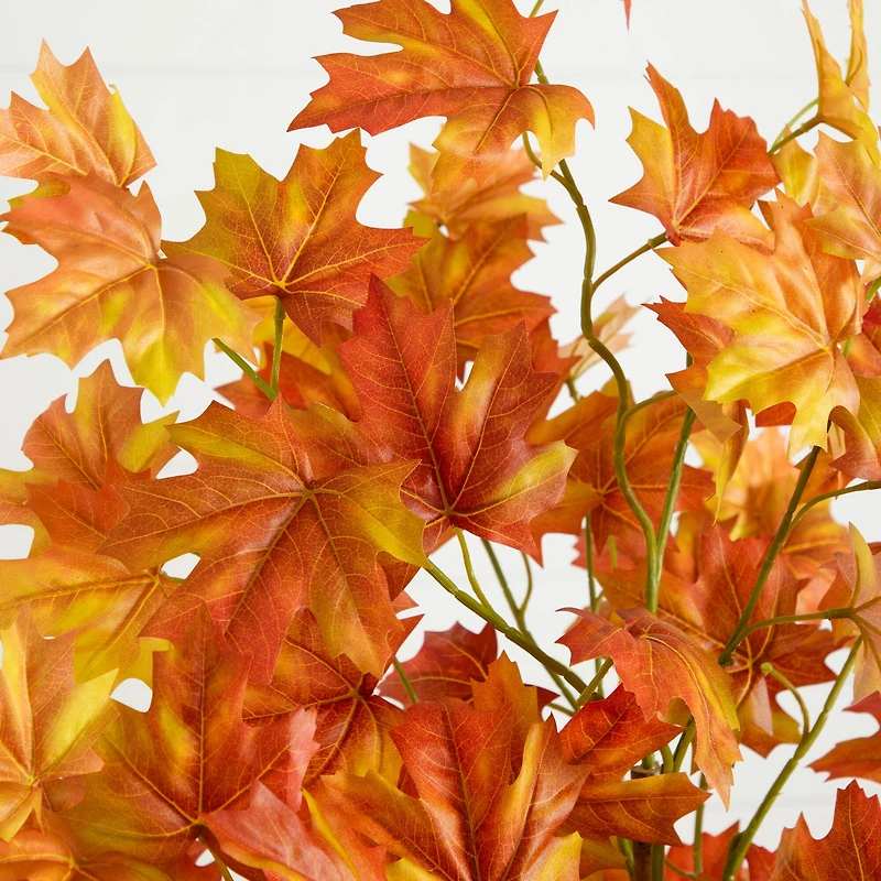 5ft. Artificial Fall Double Trunk Maple Autumn Tree in Decorative White Planter