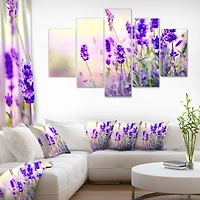 Designart - Purple Lavender Field - Large Floral Photography Canvas Art Print