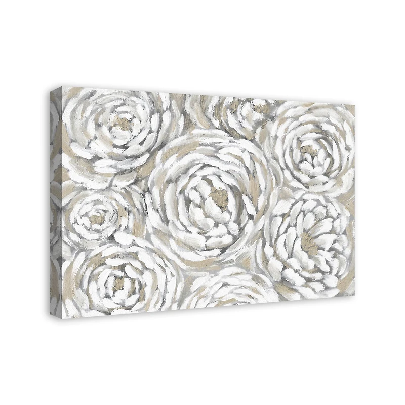 Cream & Gray Floral Canvas Wall Art