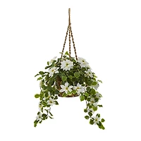 3.5ft. Real Touch Poinsettia and Variegated Holly Artificial Plant in Hanging Basket