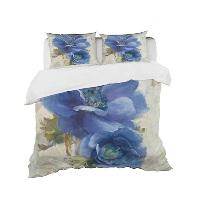 Designart 'Blue Anemone Flower' Cottage Bedding Set