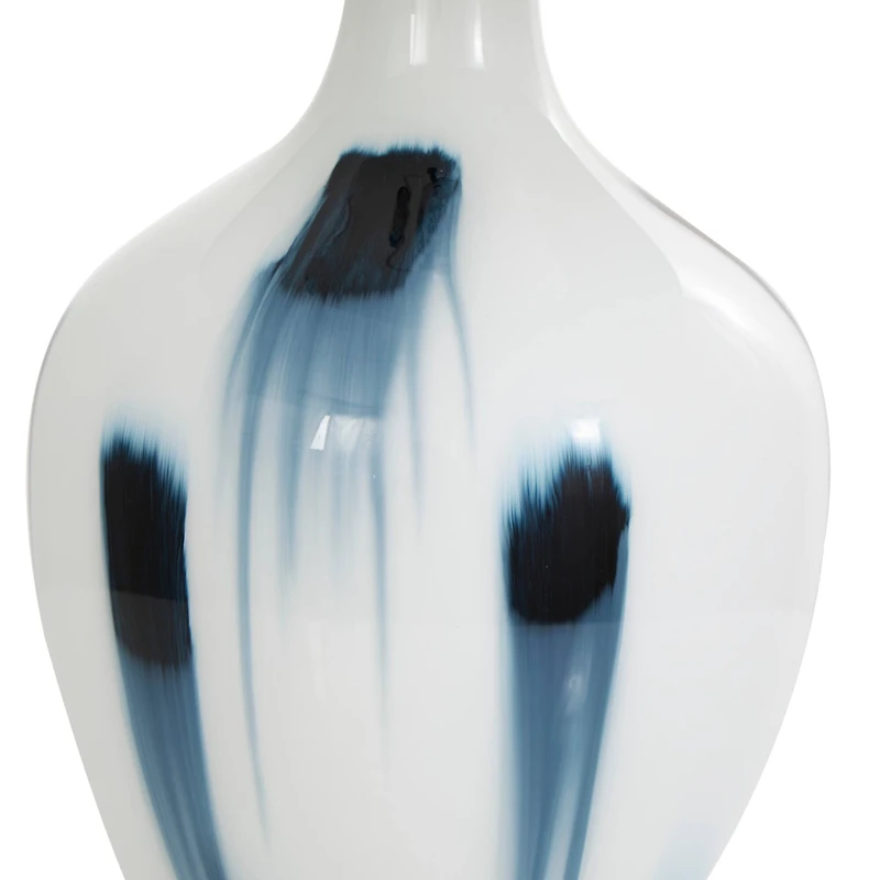 2ft. White Glass Abstract Accent Lamp with Blue Drip Splatter Design