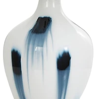 2ft. White Glass Abstract Accent Lamp with Blue Drip Splatter Design