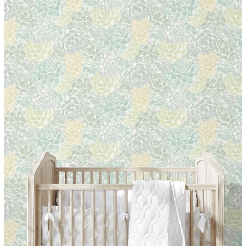 RoomMates Mr. Kate Succulent Plant Peel & Stick Wallpaper