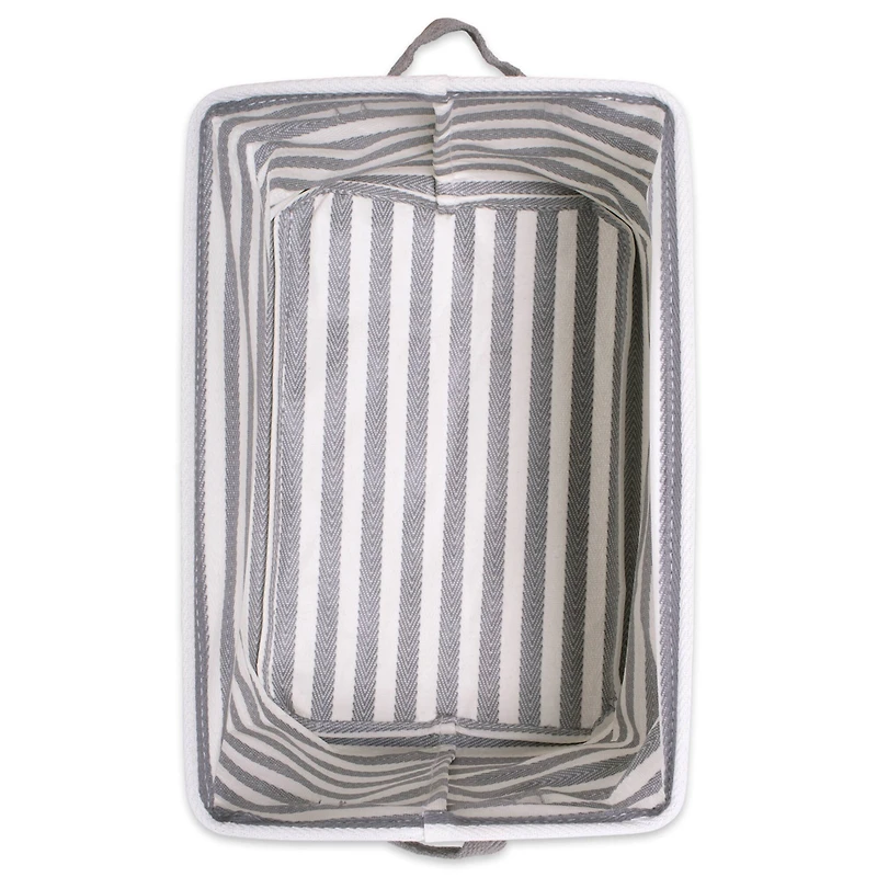 DII® Small Gray & White Herringbone Striped PE-Coated Cotton Laundry Bins, 2ct.