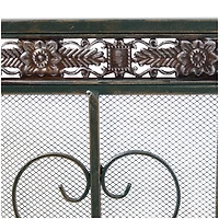 52" Green Metal Fireplace Screen