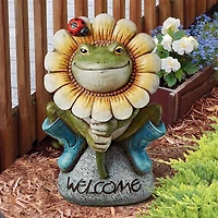 Design Toscano 11" Flowery Frog Garden Welcome Statue