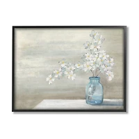 Stupell Industries Classic Dogwood White Florals Blue Jar Country Flowers Framed Wall Art