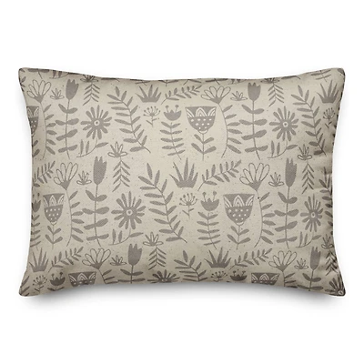 Mod Gray Florals Throw Pillow 14" x 20"
