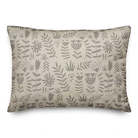 Mod Gray Florals Throw Pillow 14" x 20"