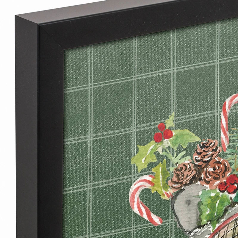 Green Christmas Ice Skates Black Framed Canvas Wall Art