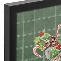 Green Christmas Ice Skates Black Framed Canvas Wall Art