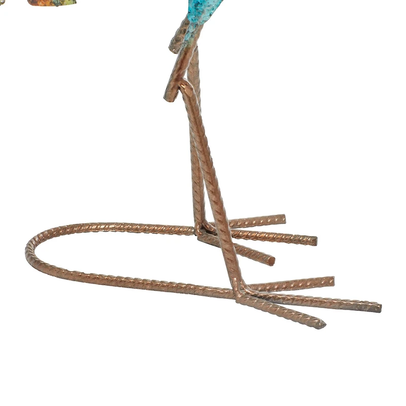 20" Turquoise Iron Eclectic Bird Garden Sculpture
