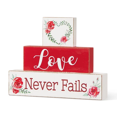 Glitzhome® 9.5" Valentine's Wooden Block Tabletop Sign
